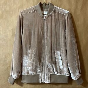 Madewell | Velvet Bomber Jacket Zip Up Front Oversized Champagne Size S